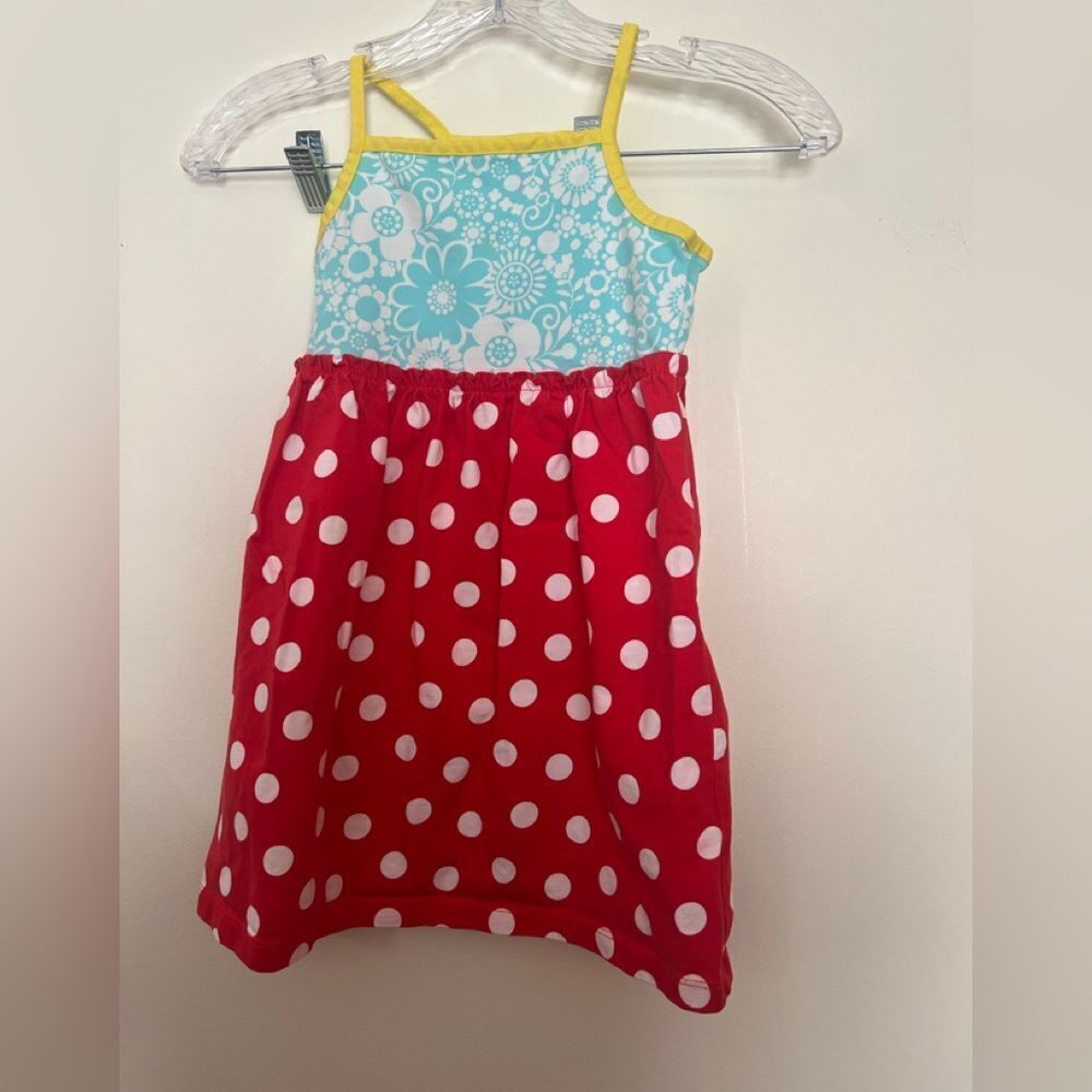 Hanna Andersson Blue Floral Dress with Yellow Trim
